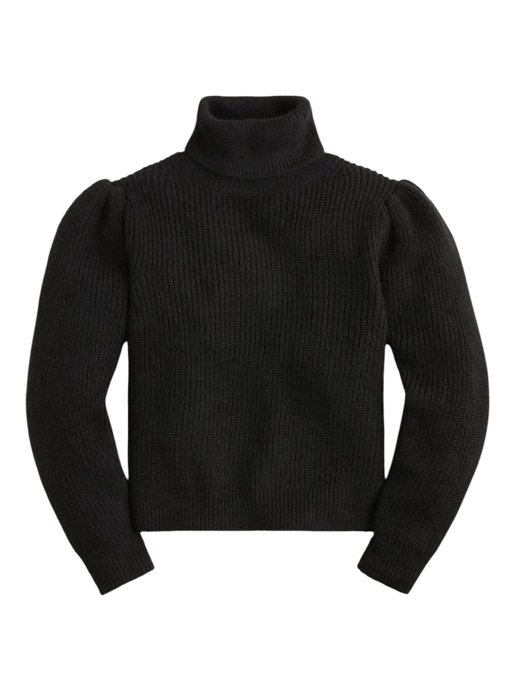 J.Crew Puff Sleeve Alpaca Merino Wool Turtleneck Sweater Black Fall Capsule